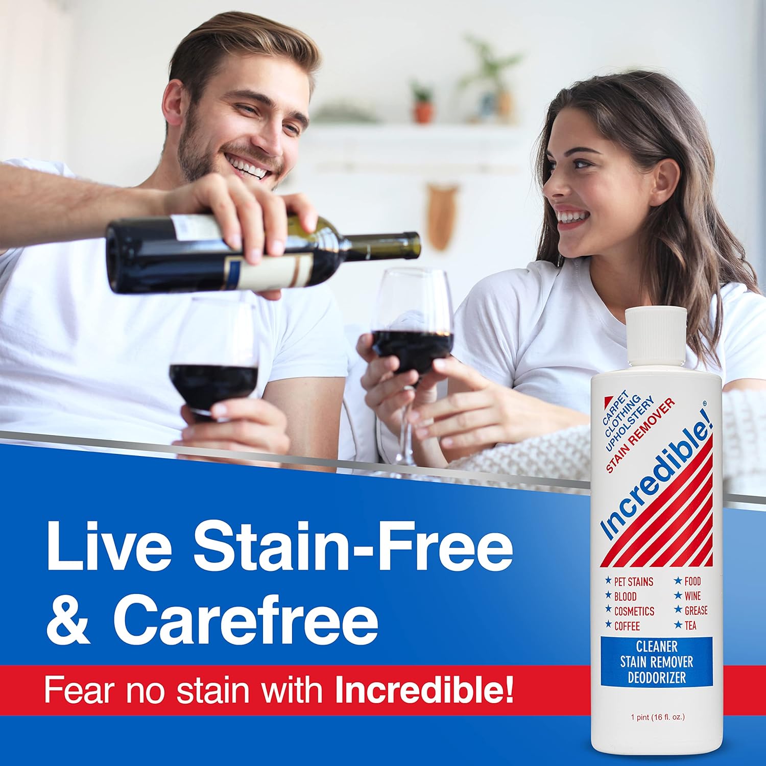 INCREDIBLE! Stain Remover - Commercial Pack Quantity, Professional Stain Cleaner For Carpets