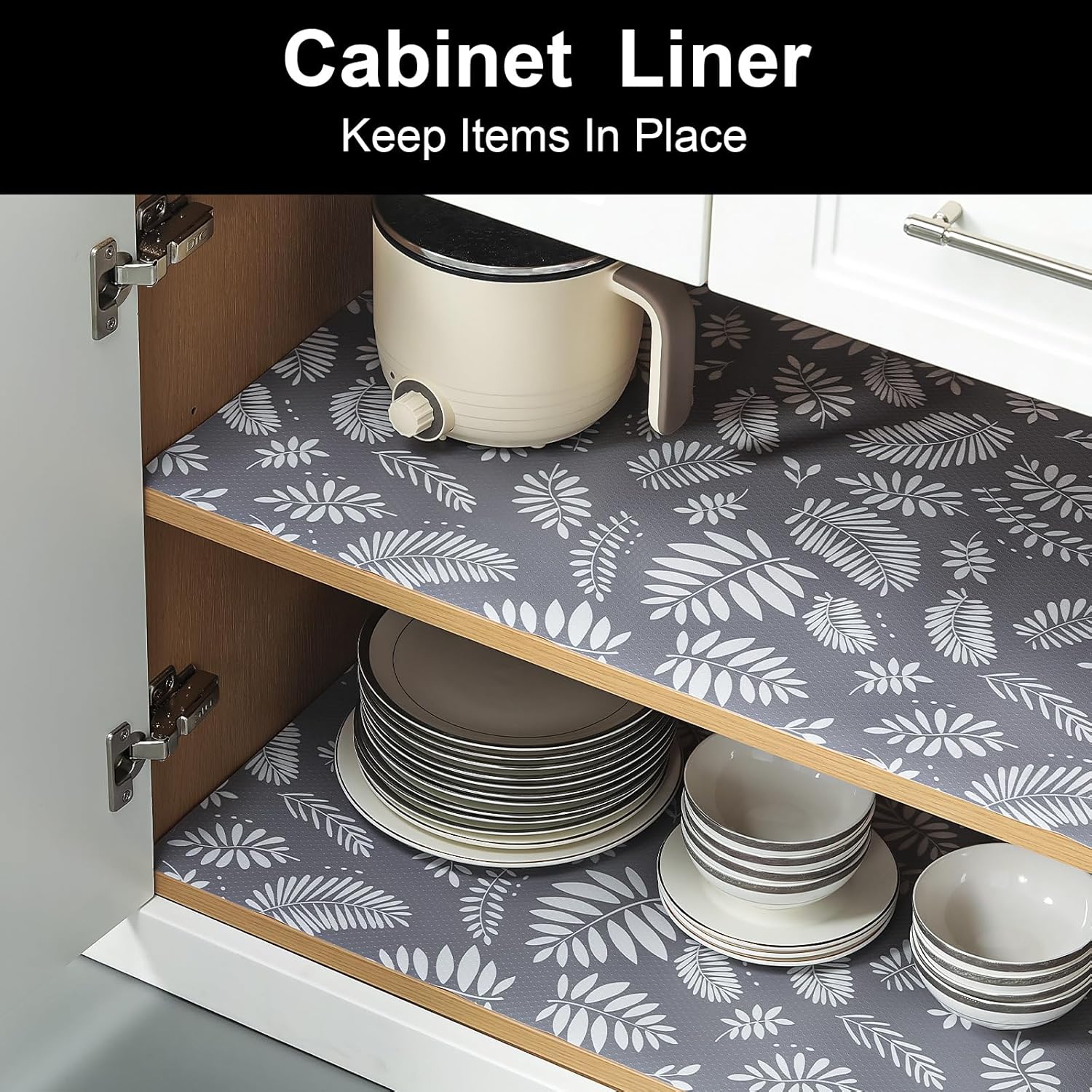 Cooyes Shelf and Drawer Liner for Kitchen Cabinets Non-Adhesive, Waterproof Non-Slip Cabinet Liners