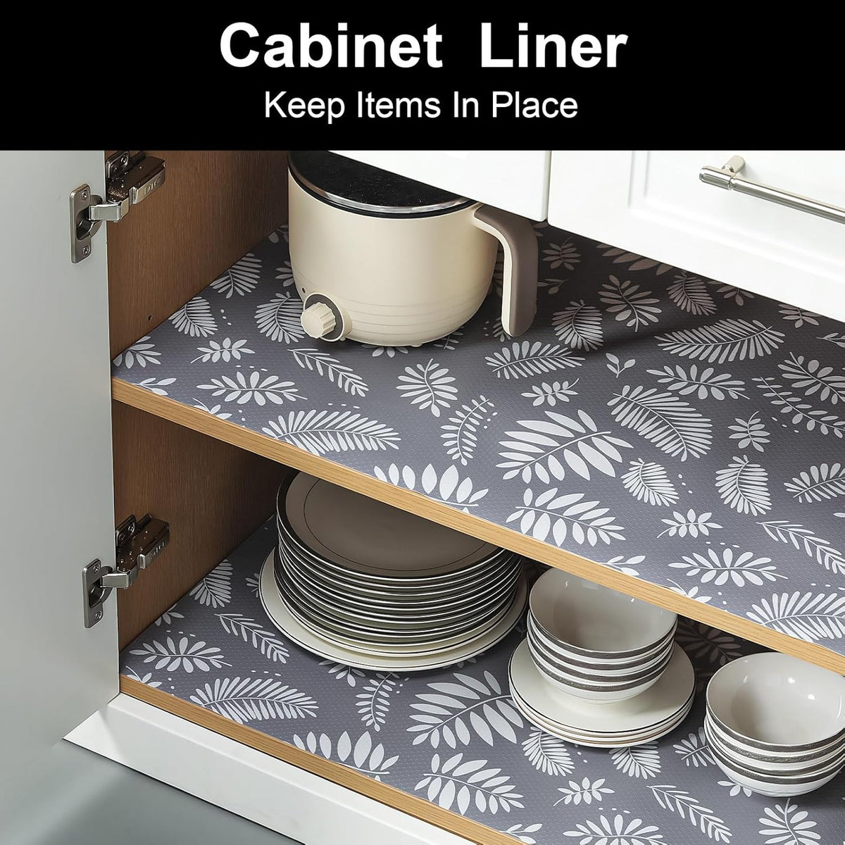 Cooyes Shelf Liners for Kitchen Cabinets Waterproof & Oil-Proof Kitchen Cupboard Mats Non-Slip