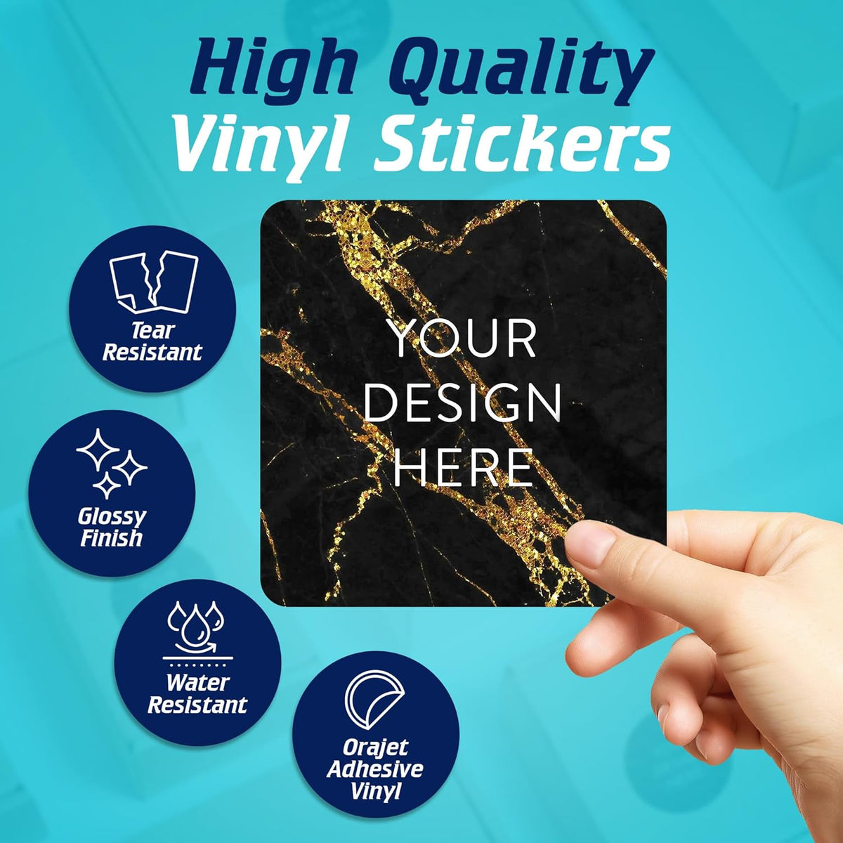 100 Custom Vinyl Stickers - Upload Your own Image, Text, Design, Logo - Personalized Logo Labels