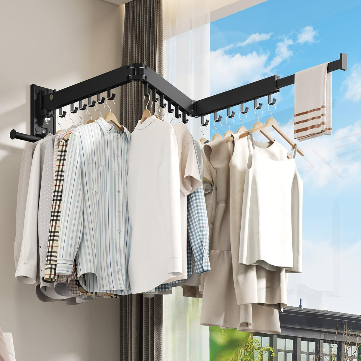 Drying Rack Clothing, Retractable Clothes Drying Rack,Wall Mounted Laundry Rack, Laundry Drying