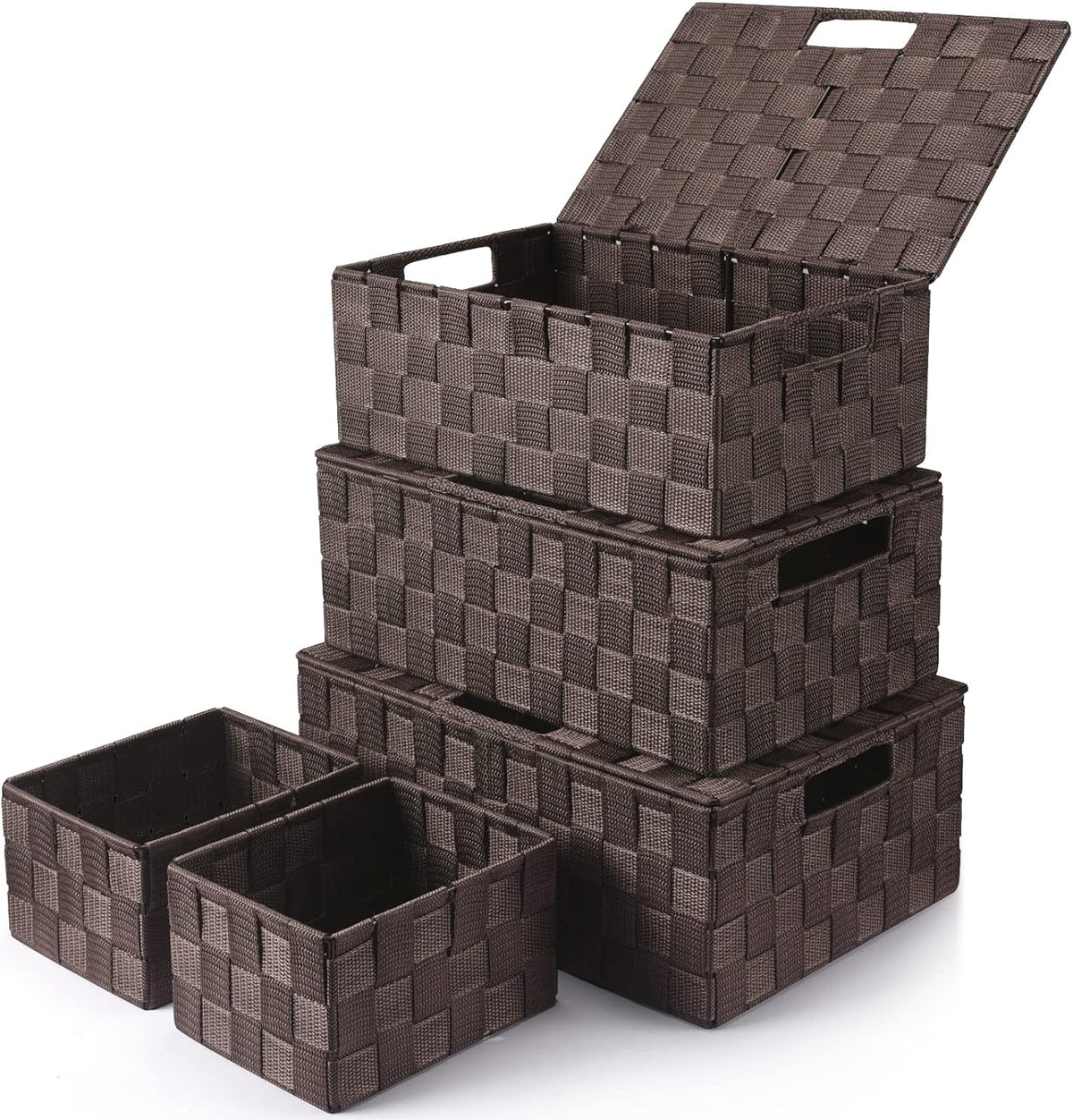 Storage Bins Baskets for Organizing with Lids, Storage Baskets for Shelves Stackable Woven Basket