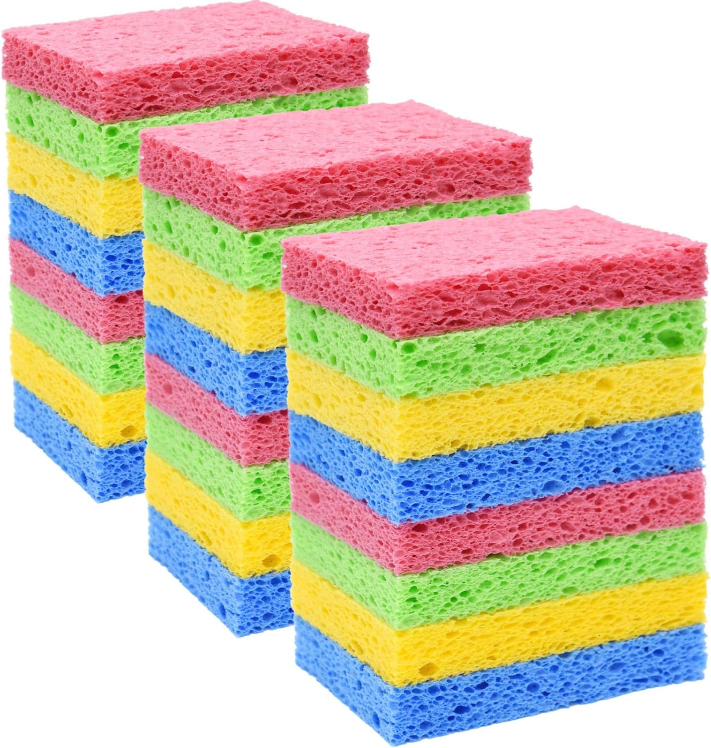 YoleShy 24 Pack Kitchen Sponges Natural Cellulose Compressed Sponges for Cleaning Reusable Dish