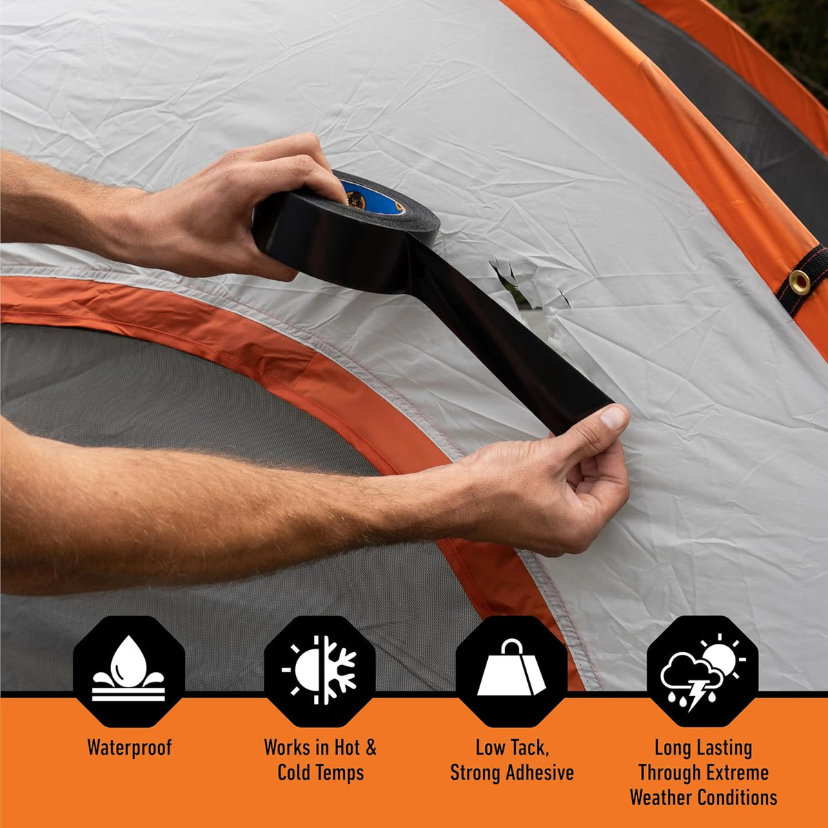 Gorilla All Weather Duct Tape, Black, 1.88" x 25 yd | UV Resistant | Waterproof | For Outdoor