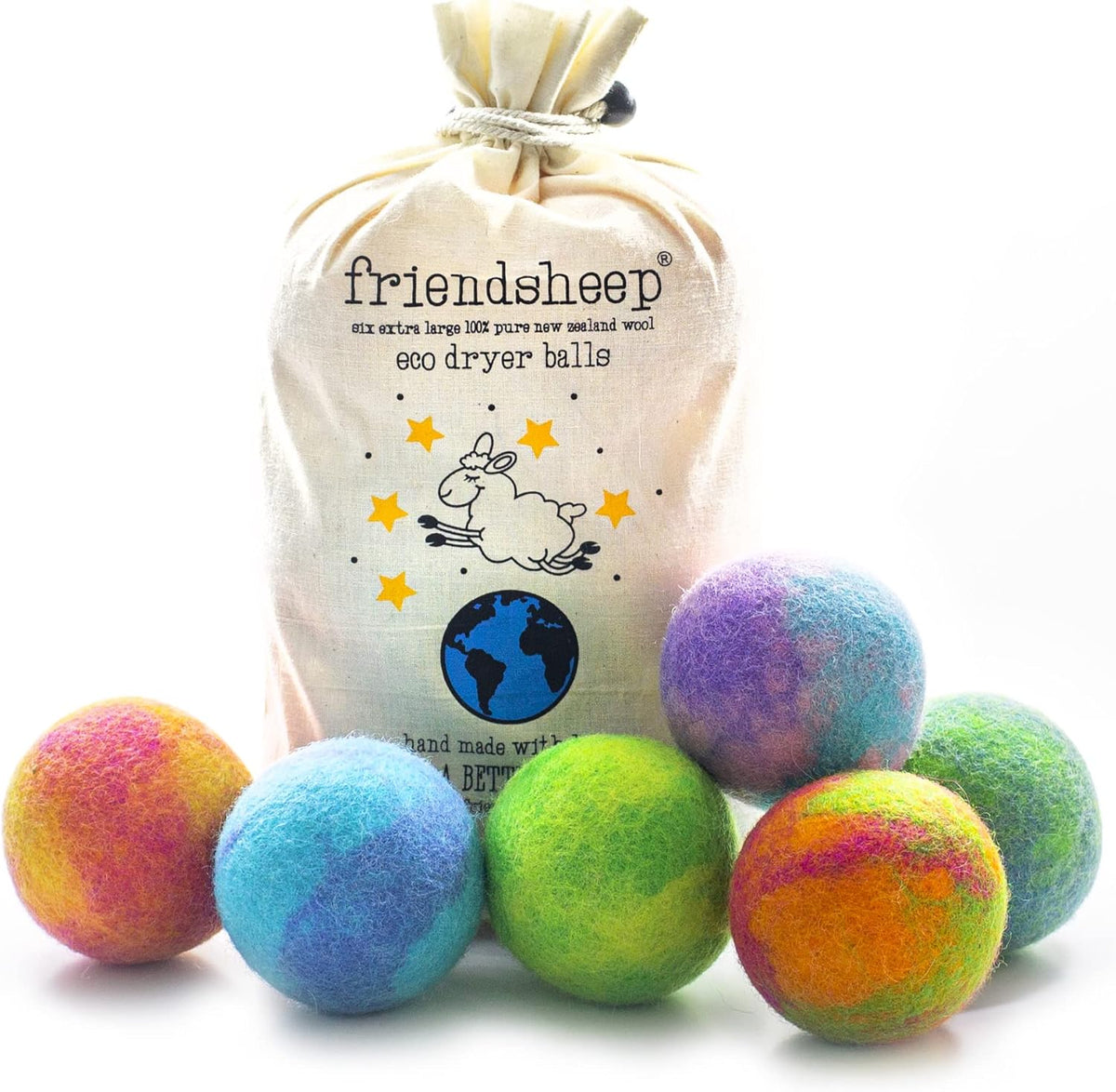 Friendsheep Wool Dryer Balls, Organic Reusable Fabric Softener Alternative for Laundry, Handmade