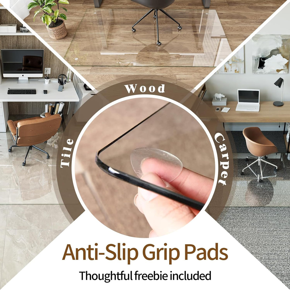 Koonmi Tempered Glass Chair Mat 36"x55" - Premium Office Chair Mat for Hardwood Floors & Low-Pile