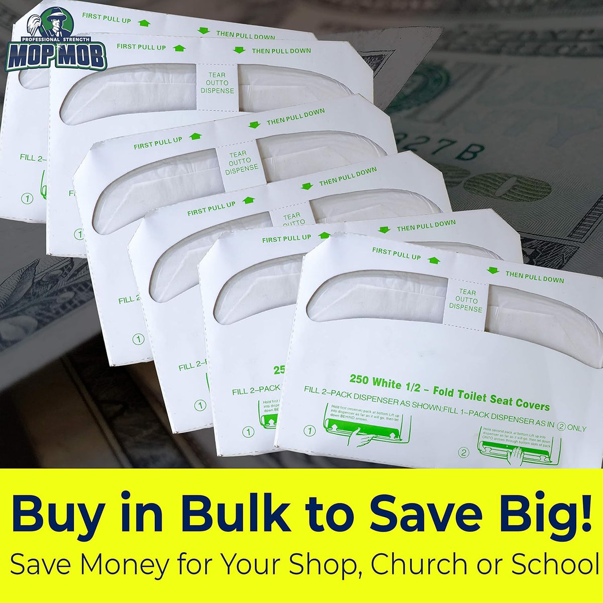 Biodegradable Half-Fold Toilet Seat Covers 250Pk. Self-Flushing, Disposable Potty Papers Keep