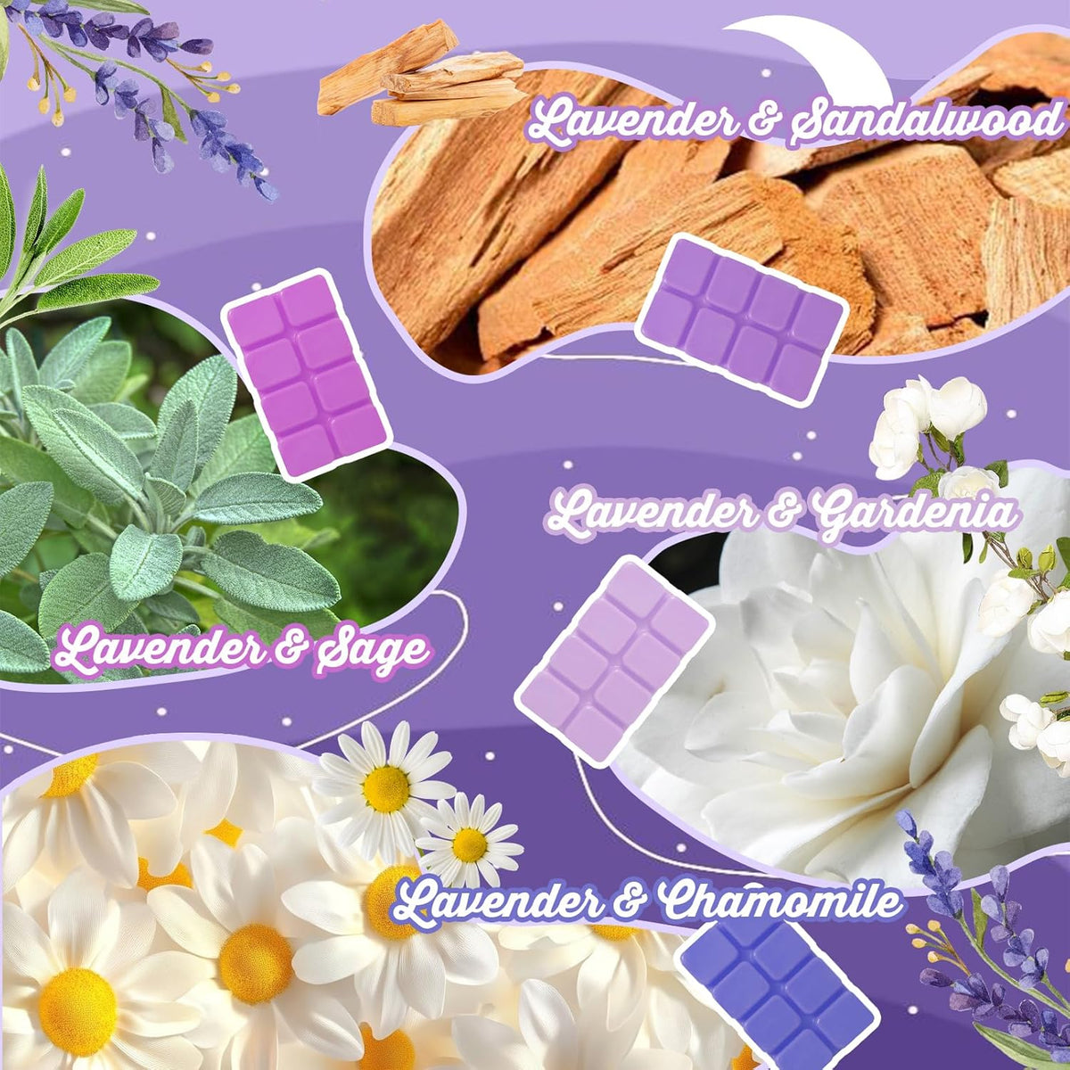 SCENTORINI Wax Melts, Wax Cubes Strong Scent, Long Lasting Lavender Scented for Sleep, Wax Melts