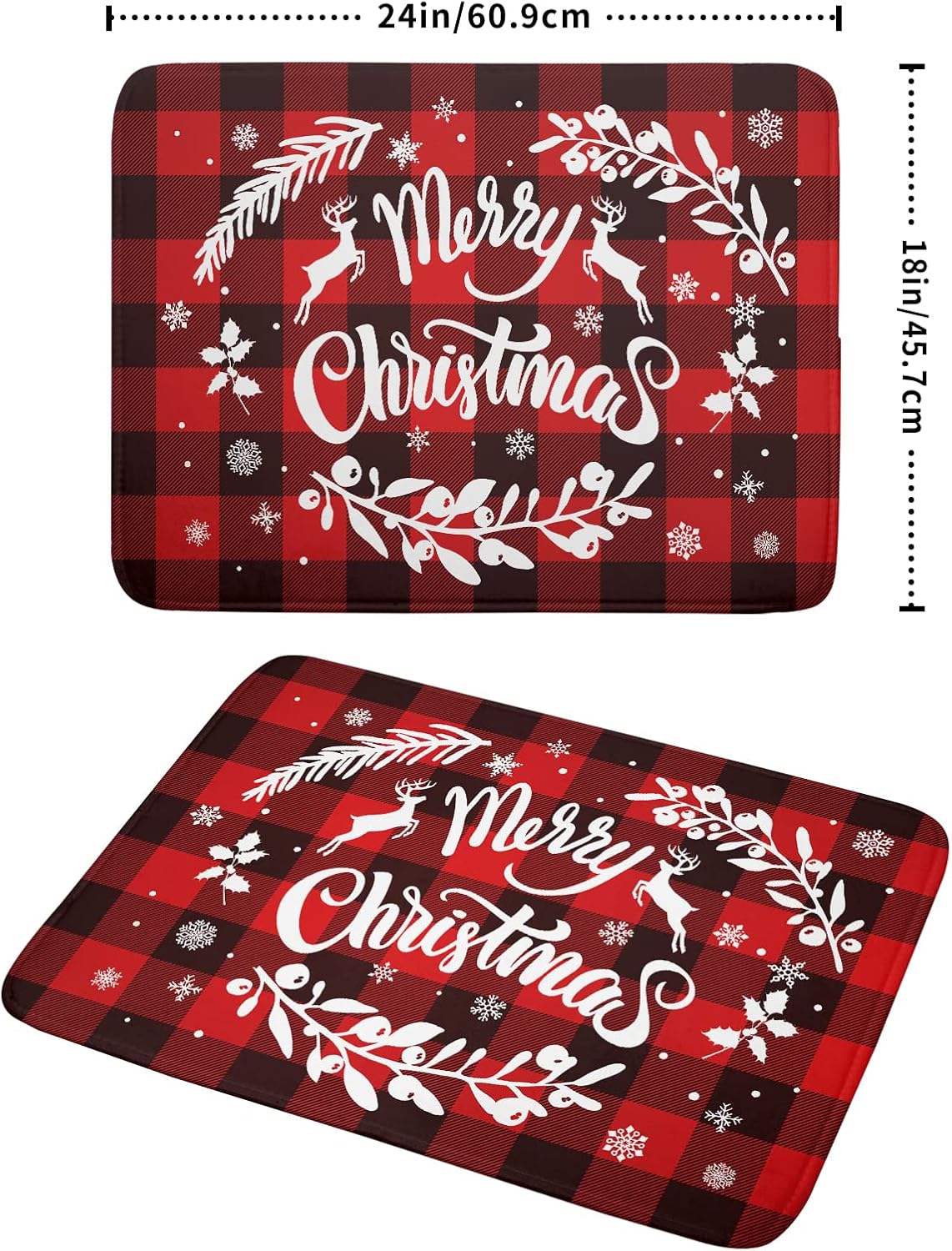 Merry Christmas Dish Drying Mat 18x24 Inch for Christmas Kitchen Counter Decor Absorbent Reversible