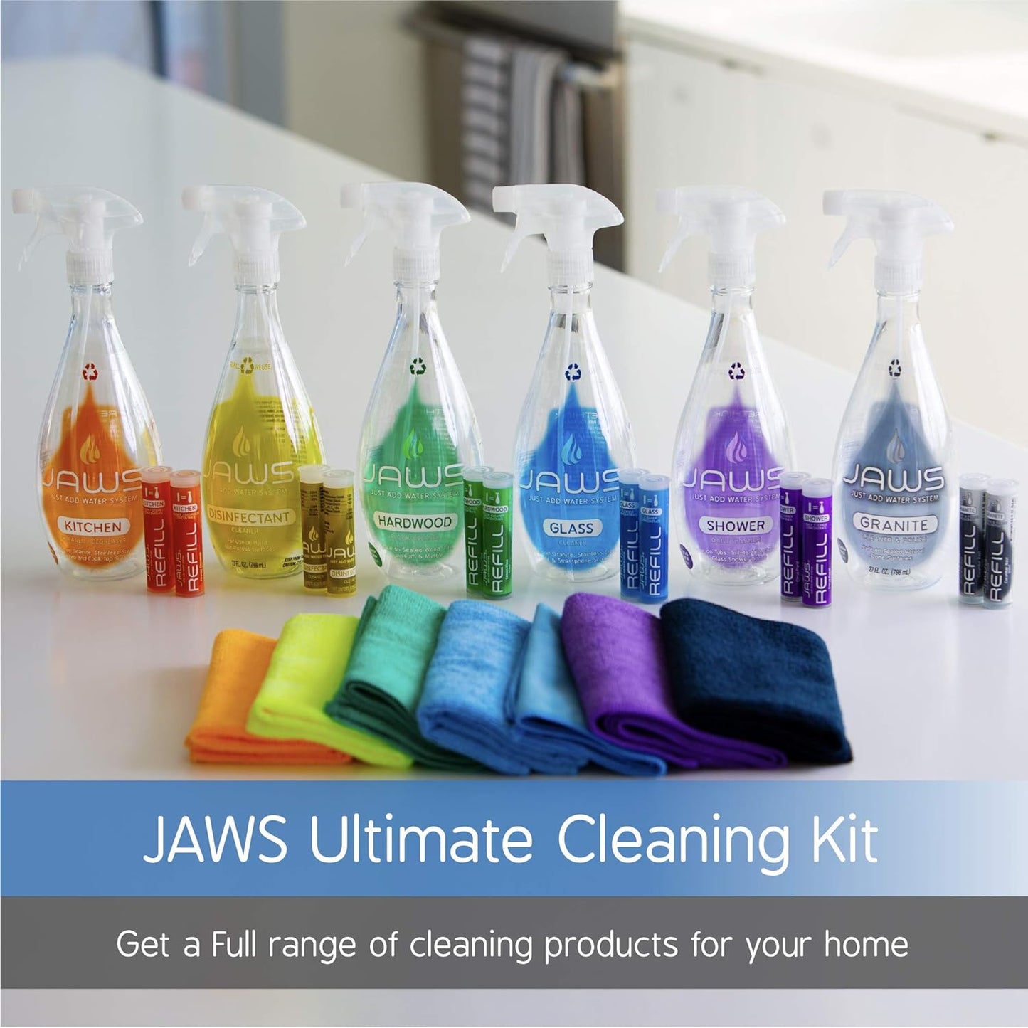 JAWS Cleaners Ultimate Cleaning Kit, Multi-Surface Kitchen, Glass, Shower, Granite, Hardwood Floor