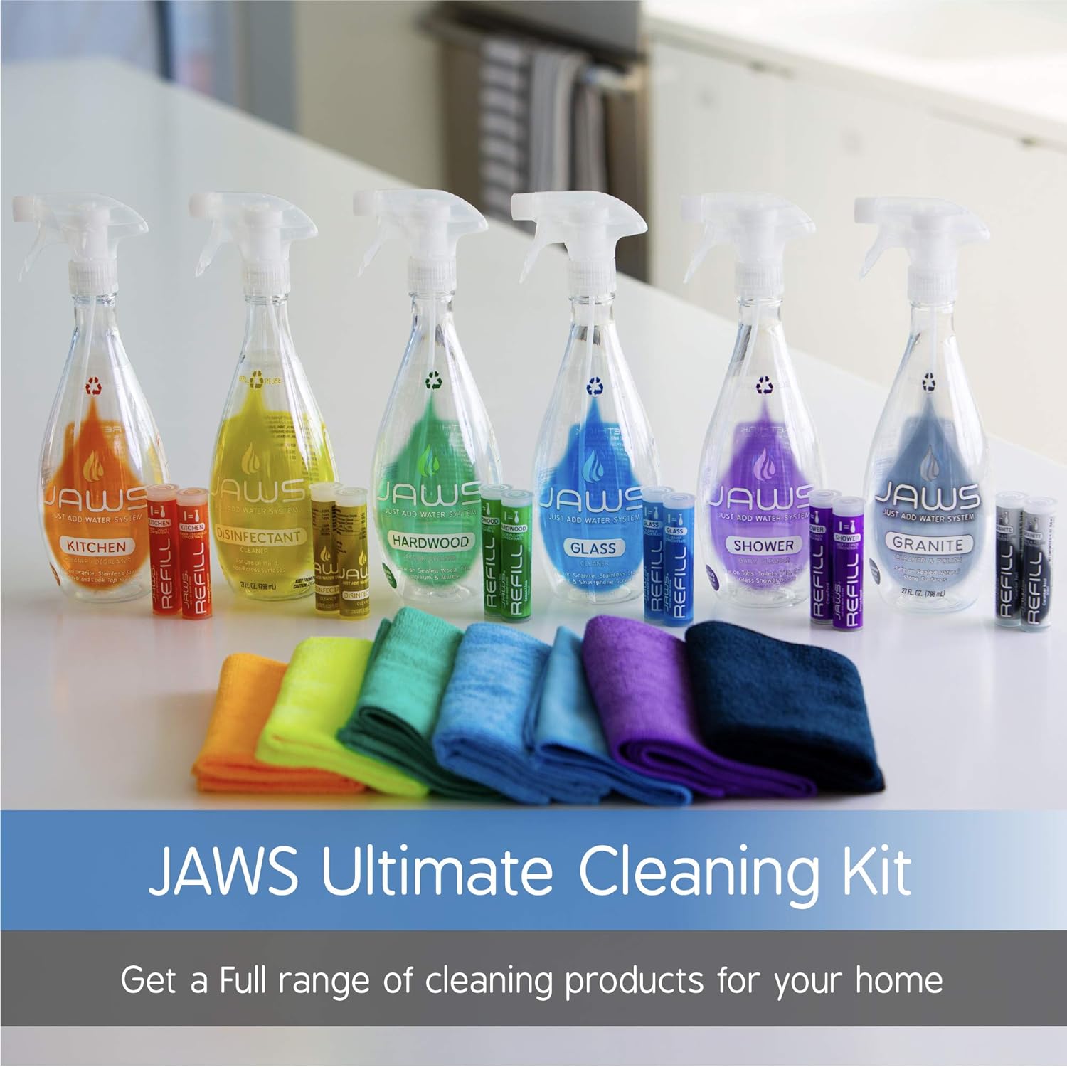 JAWS Cleaners Ultimate Cleaning Kit, Multi-Surface Kitchen, Glass, Shower, Granite, Hardwood Floor