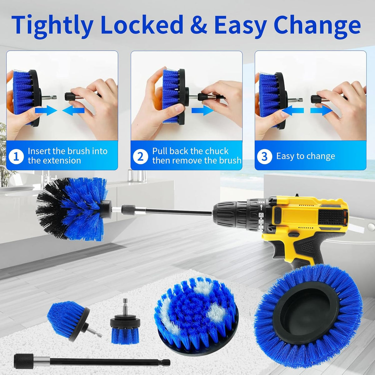 10 Pack Drill Brush Attachment Set, Drill Scrubber Brush Kit, Drill Cleaning Brush, Scrub Brush for