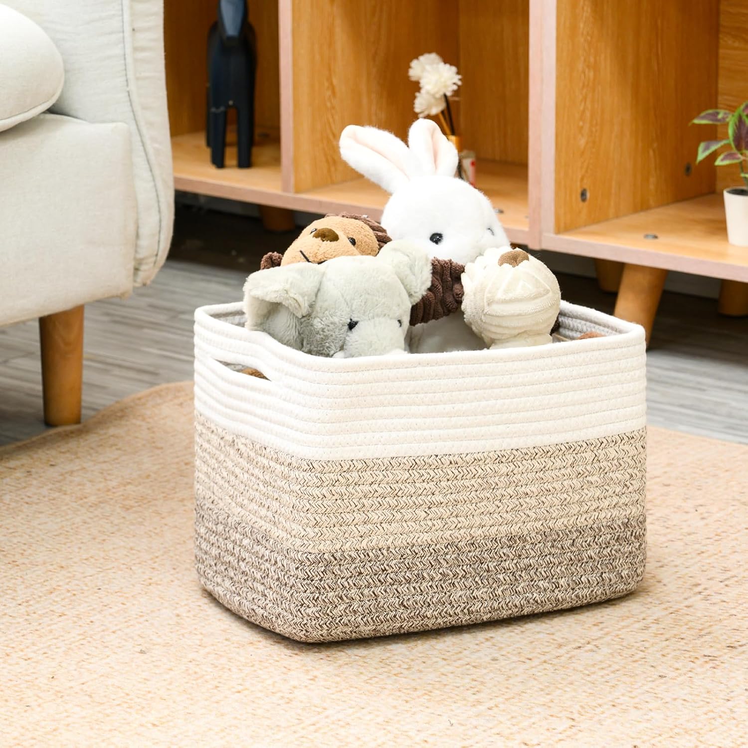 Shelf Baskets for Organizing, Storage Baskets for Shelves, Woven Baskets for Storage, Cotton Rope