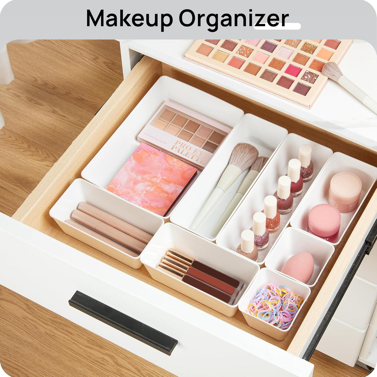 Vtopmart 44 PCS Plastic Drawer Organizers Set, 4-Size Versatile Bathroom and Vanity Organizer