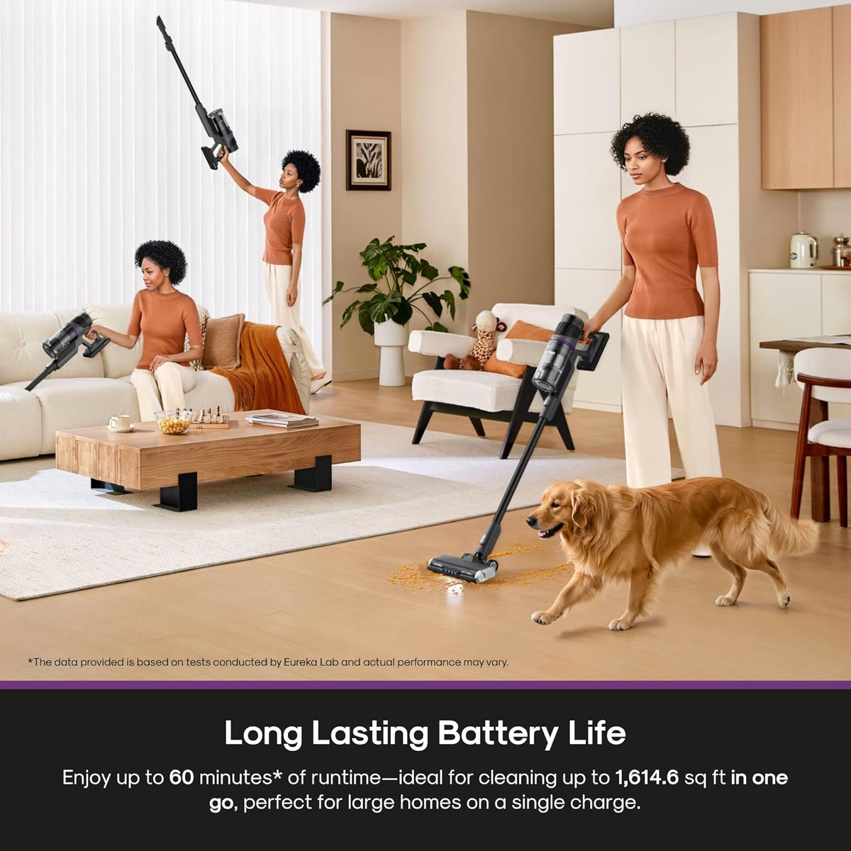 Eureka Cordless Stick Vacuum Cleaner ReactiSense 440, 60-Min Runtime, Anti-Tangle Brushroll