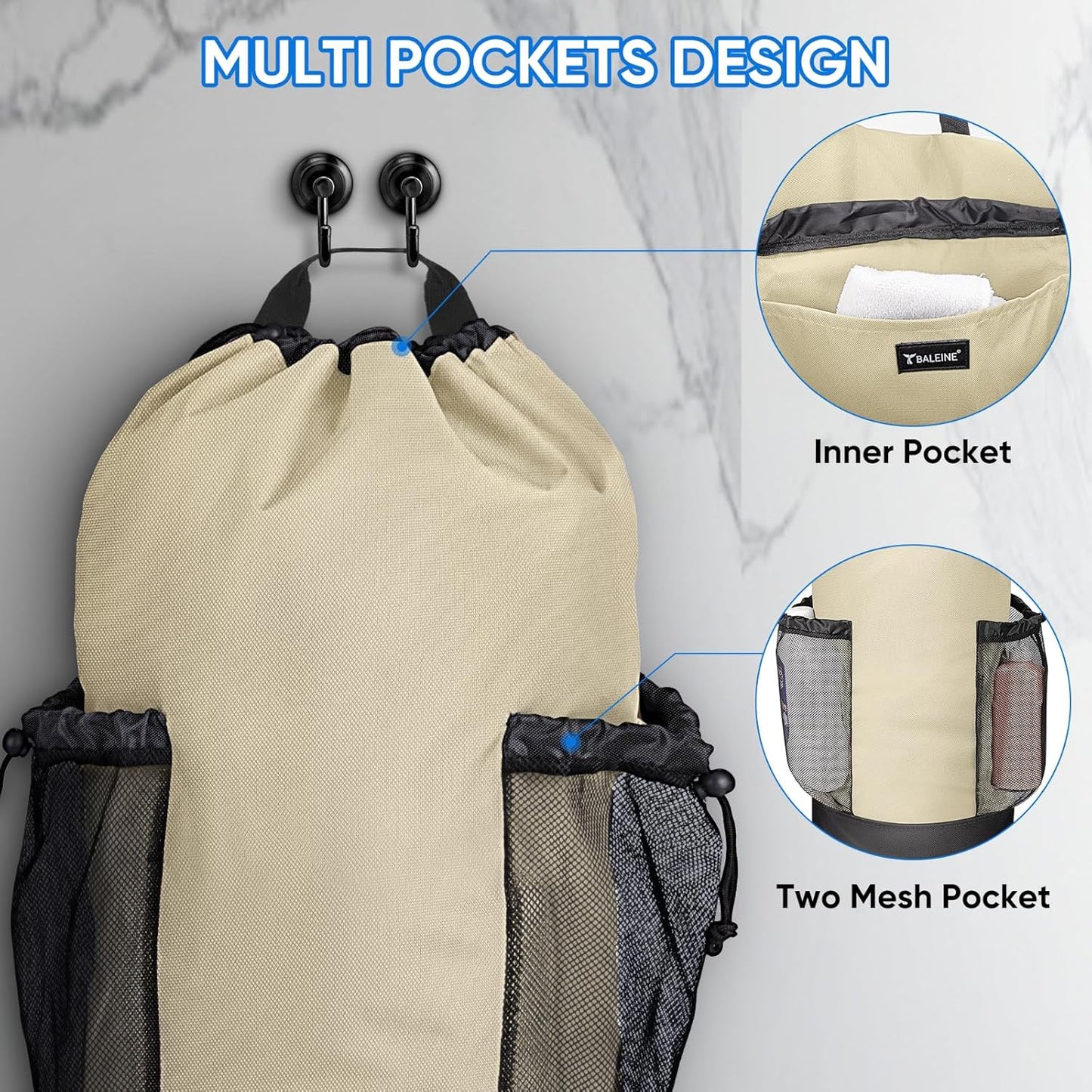BALEINE 120L Laundry Bag Backpack, 900D Oxford Fabric Large Travel Laundry Bags with Shoulder