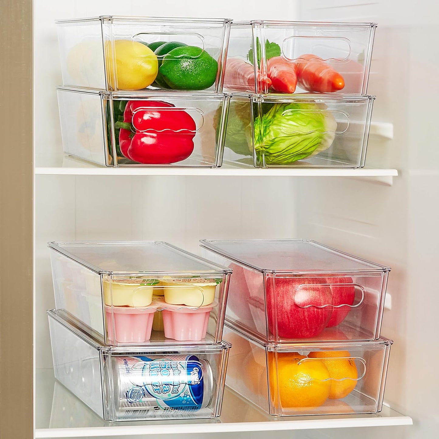 Vtopmart 8pcs Clear Organizers and Storage Bins with Lids, Stackable Plastic Storage Containers