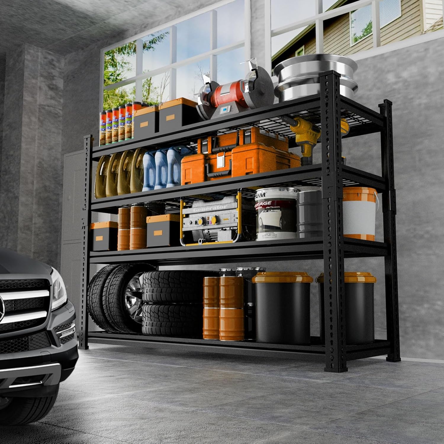 Storage Shelves Heavy Duty 4 PCS, 48"L x 18"W x 60"H Garage Wire Shelving Unit Loads 2640LBS