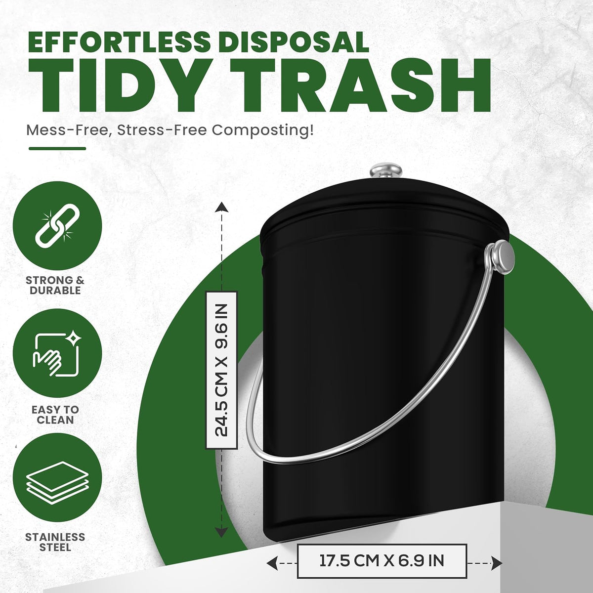Utopia Kitchen Compost Bin for Kitchen Countertop, 1 Gallon Compost Bucket for Kitchen with Lid