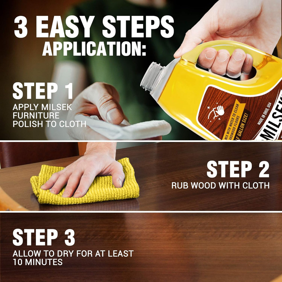 Milsek Furniture Polish and Wood Cleaner with Lemon Oil - Multipurpose Solution for Home