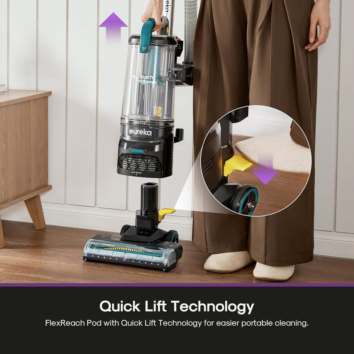Eureka FlexReach Plus Bagless Upright Vacuum Cleaner for Home,Pet Vacuum for Carpet and Hard Floor