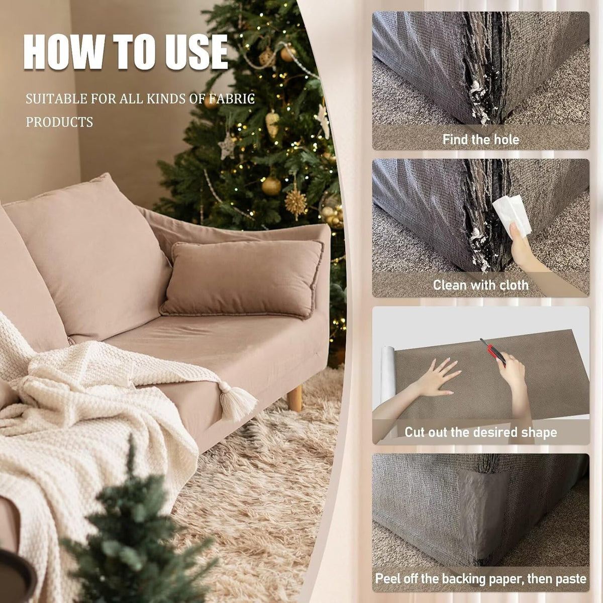 Azobur Couch Patches, Extra-Large Durable Fabric Tape, Ideal for Automotive Upholstery Repair