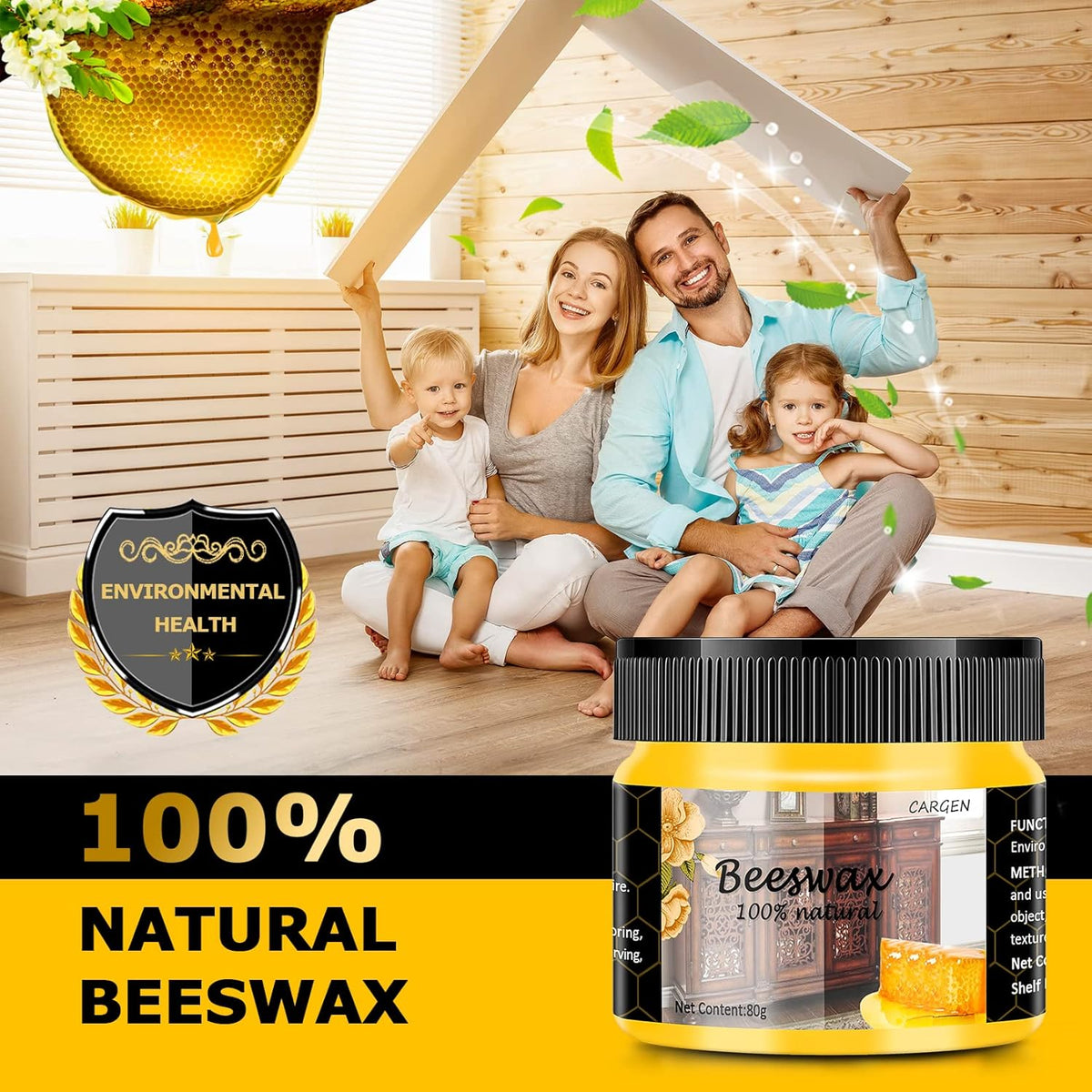CARGEN Beeswax Furniture Polish, Wood Seasoning Beeswax for Furniture Wood Wax for Dining Table