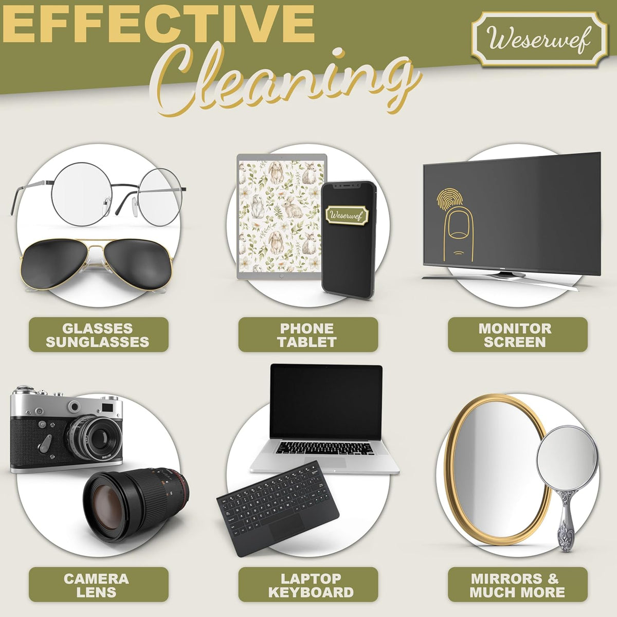 WESERWEF Design Microfiber Glasses Cleaning Cloth – Premium Cleaning Cloth for Eyeglasses, Screens
