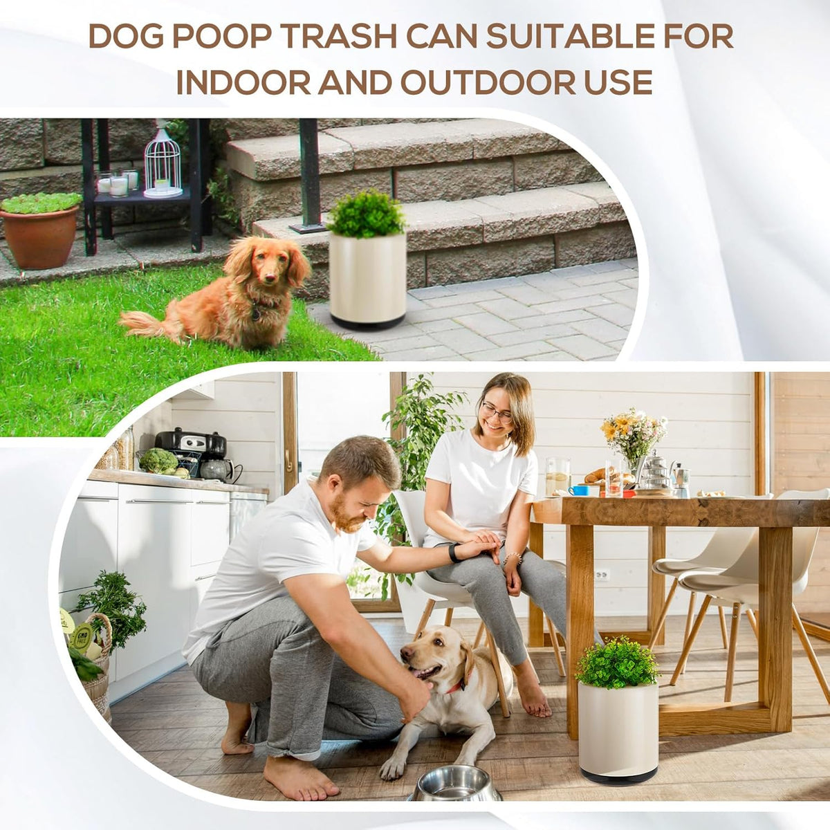 Dog Poop Trash Can Outside 13 L/ 3. 4 Gal Dog Waste Trash Can with Lid, Plant-Styled, Double-Layer