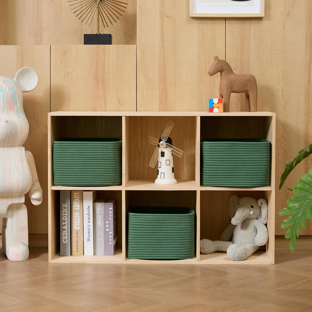Small Organizing Baskets for Cubes Shelf, 9.7x9.7x7.1 Inch Rope Woven Storage Bins for Nursery