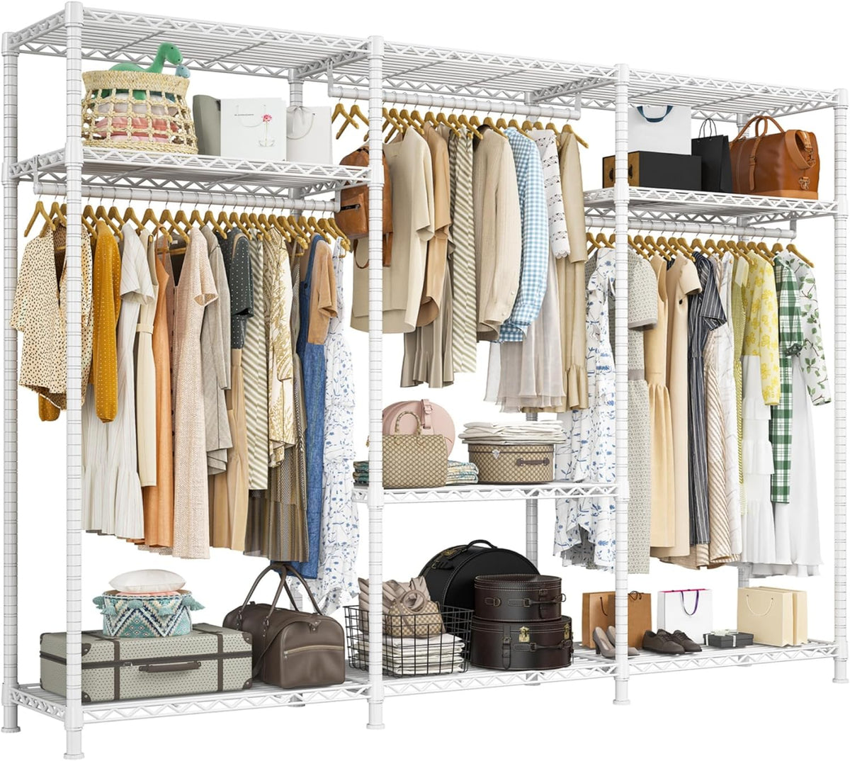 Raybee Clothes Rack Heavy Duty Load 795LBS Adjustable Clothing Racks for Hanging Clothes Garment
