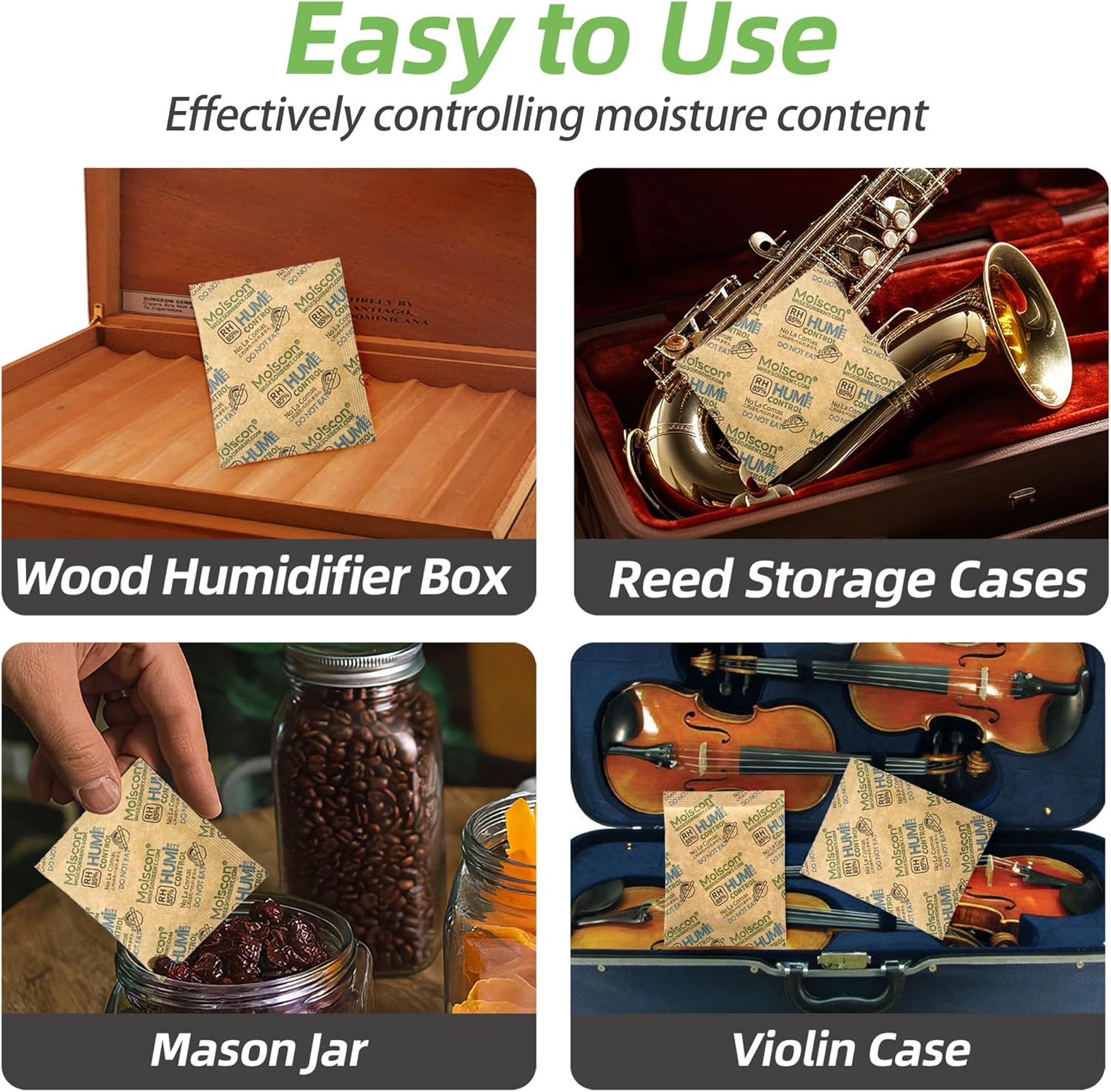 30 Pack 85% RH Size 8 Two-Way Humidity Control Packs for Wooden Musical Instruments, 8 Gram