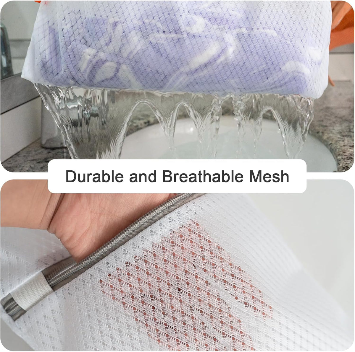 Polecasa 3Pcs 16 x 20 Inches Extra Durable 125g Diamond Mesh Laundry Bags with Sturdy Zipper for