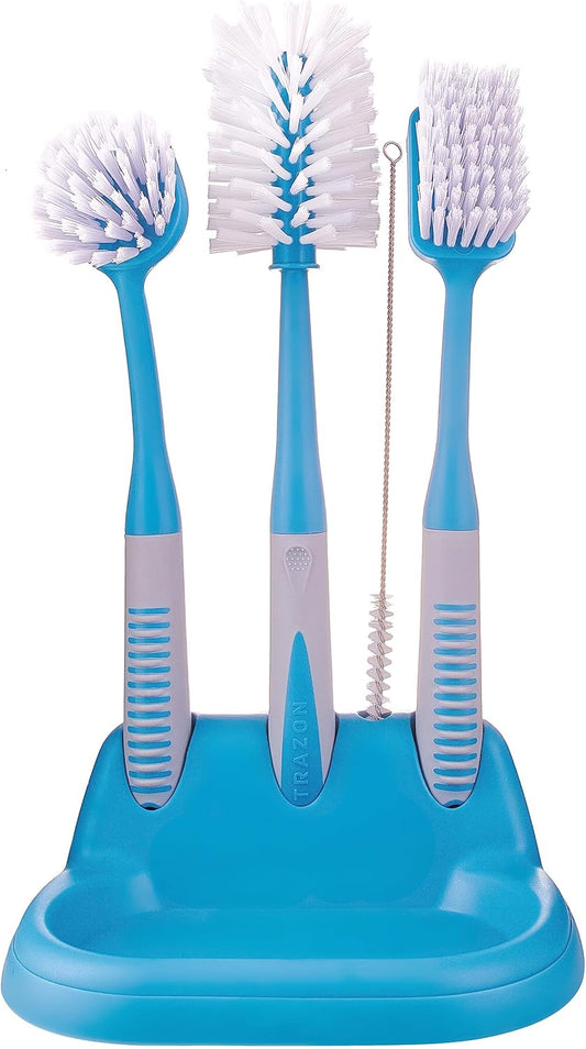 Dish Brush Set of 5 with Convenient Holder, Bottle Water Brush, Dish Scrub Brush, Scrubber Brush