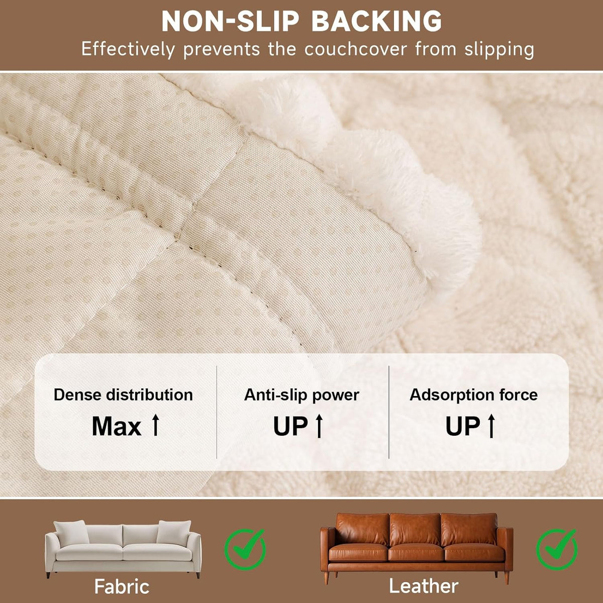 OTOB Plush Couch Cover for Dogs Washable, Non Slip Fuzzy Soft Armrest Backrest Sofa Slipcovers
