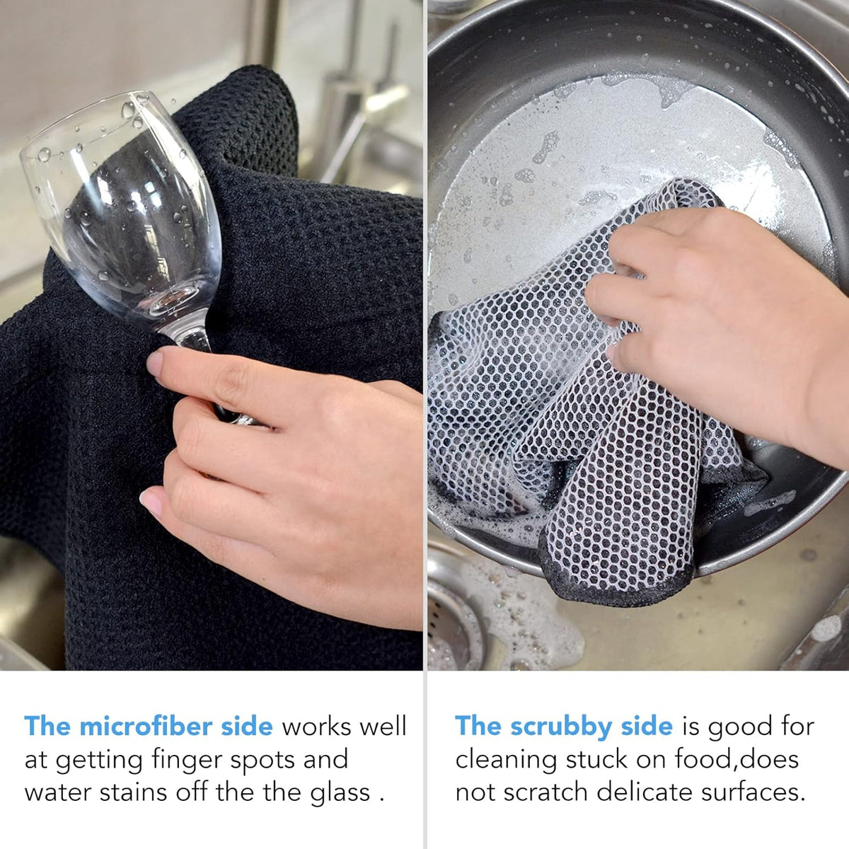 KinHwa Kitchen Washcloths for Dishes Absorbent Microfiber Dish Cloths Quick Dry Dish Rags with Poly
