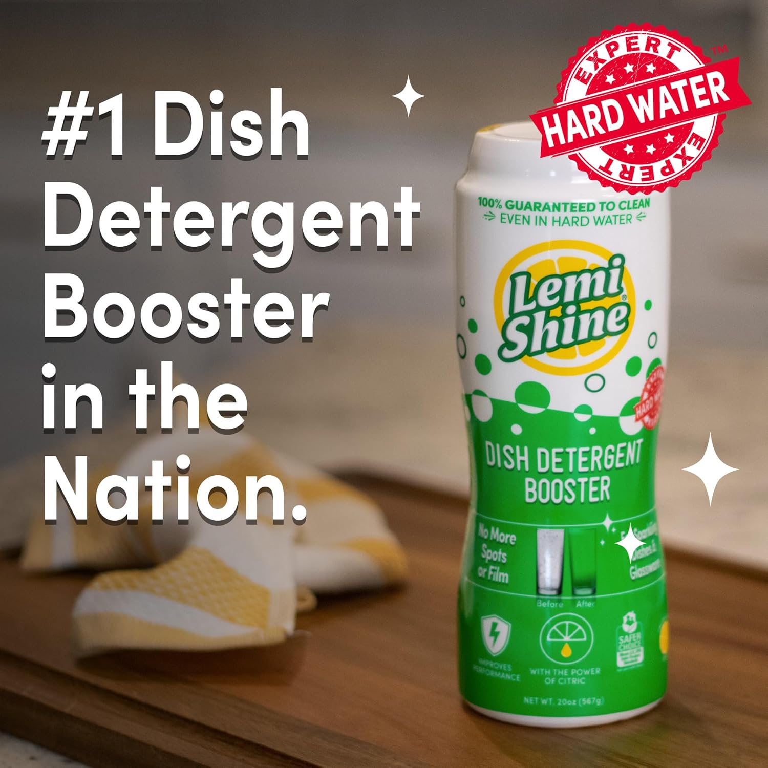 Lemi Shine Dish Detergent Booster, Hard Water Stain Remover, Multi-Use Citric Acid Cleaner 10 oz