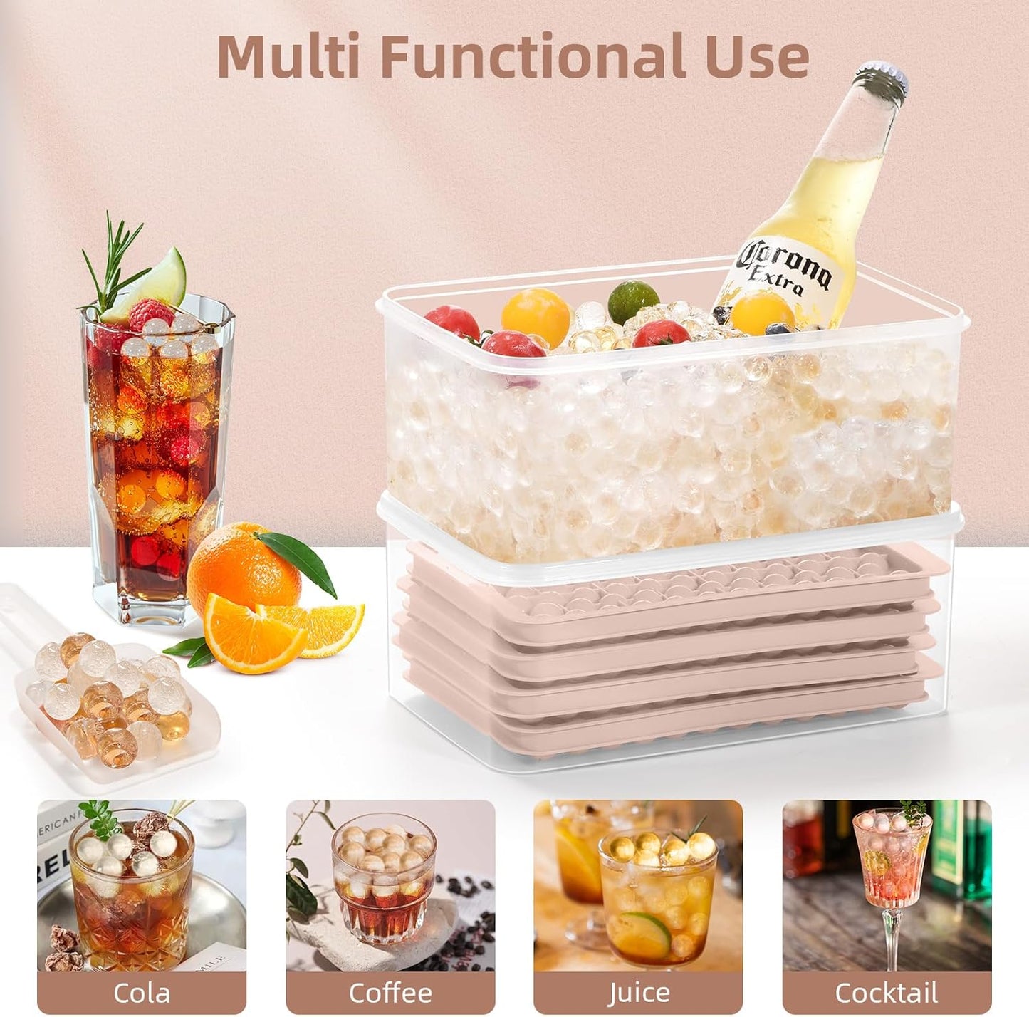WIBIMEN Mini Ice Cube Trays, Small Tiny Round Pebble Crushed Nugget Ice Trays for Freezer with Lid