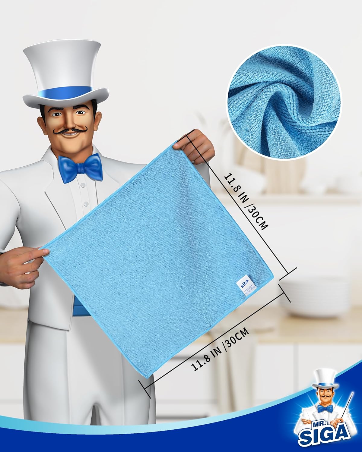 MR.SIGA Microfiber Cleaning Cloth, All-Purpose Microfiber Towels, Streak Free Cleaning Rags, Pack