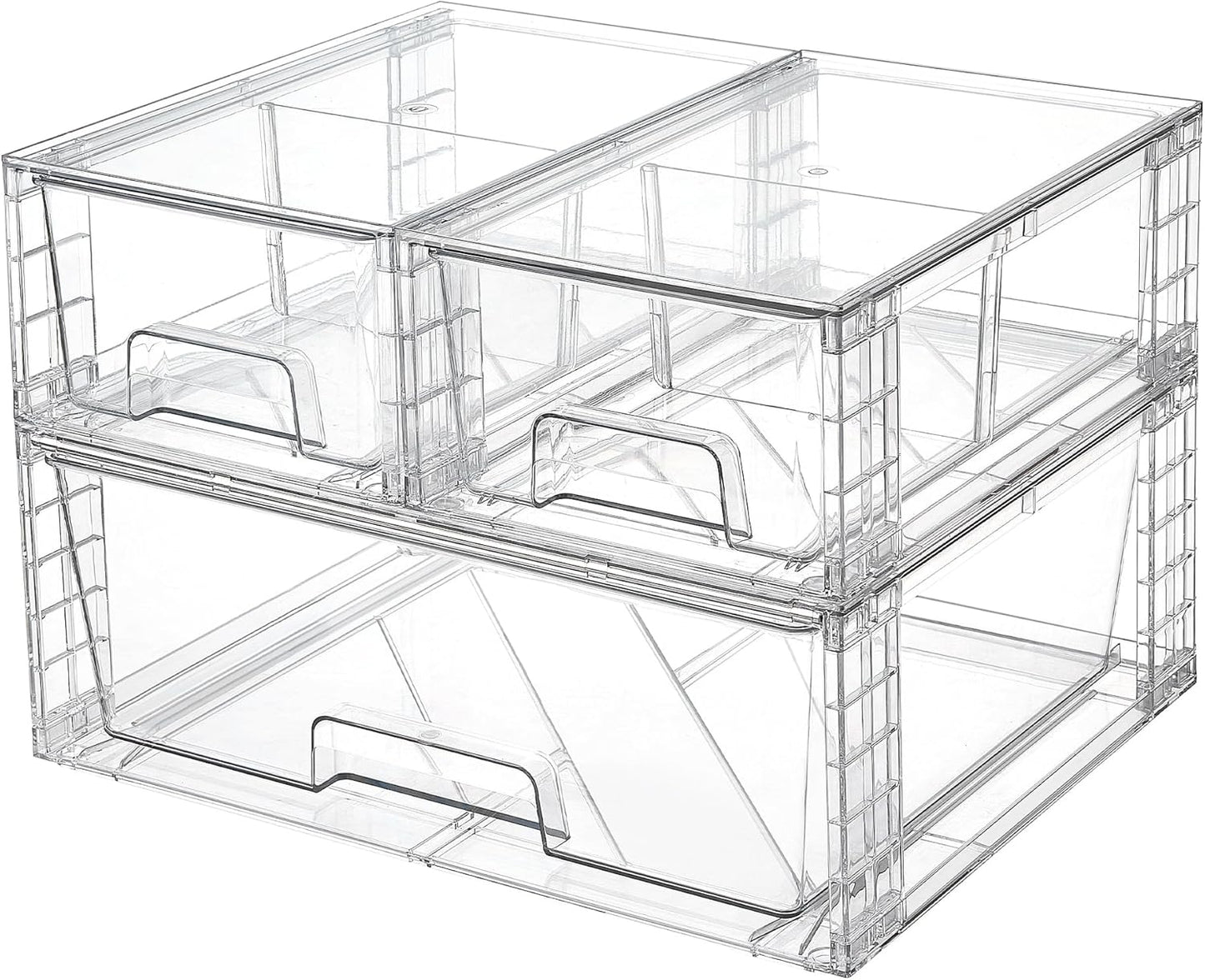 Vtopmart 3 Pack Stackable Storage Drawers, Easily Assemble Acrylic Bathroom Undersink