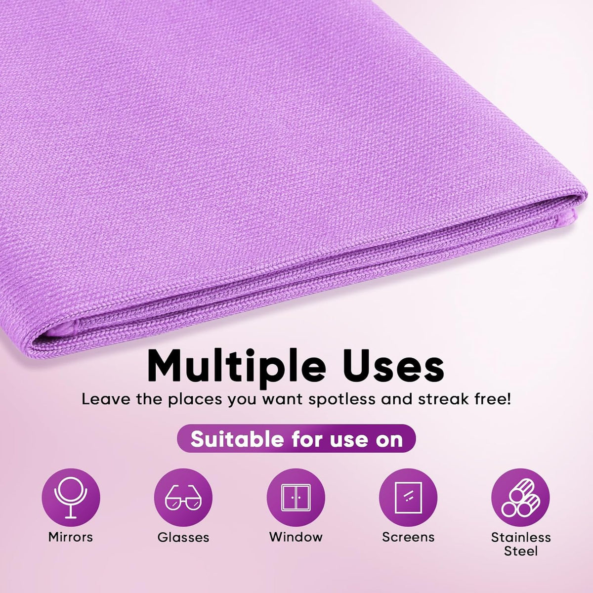 HOMEXCEL Microfiber Glass Cleaning Cloths 6 PK, Lint Free Streak Free, Reusable Microfiber Cleaning