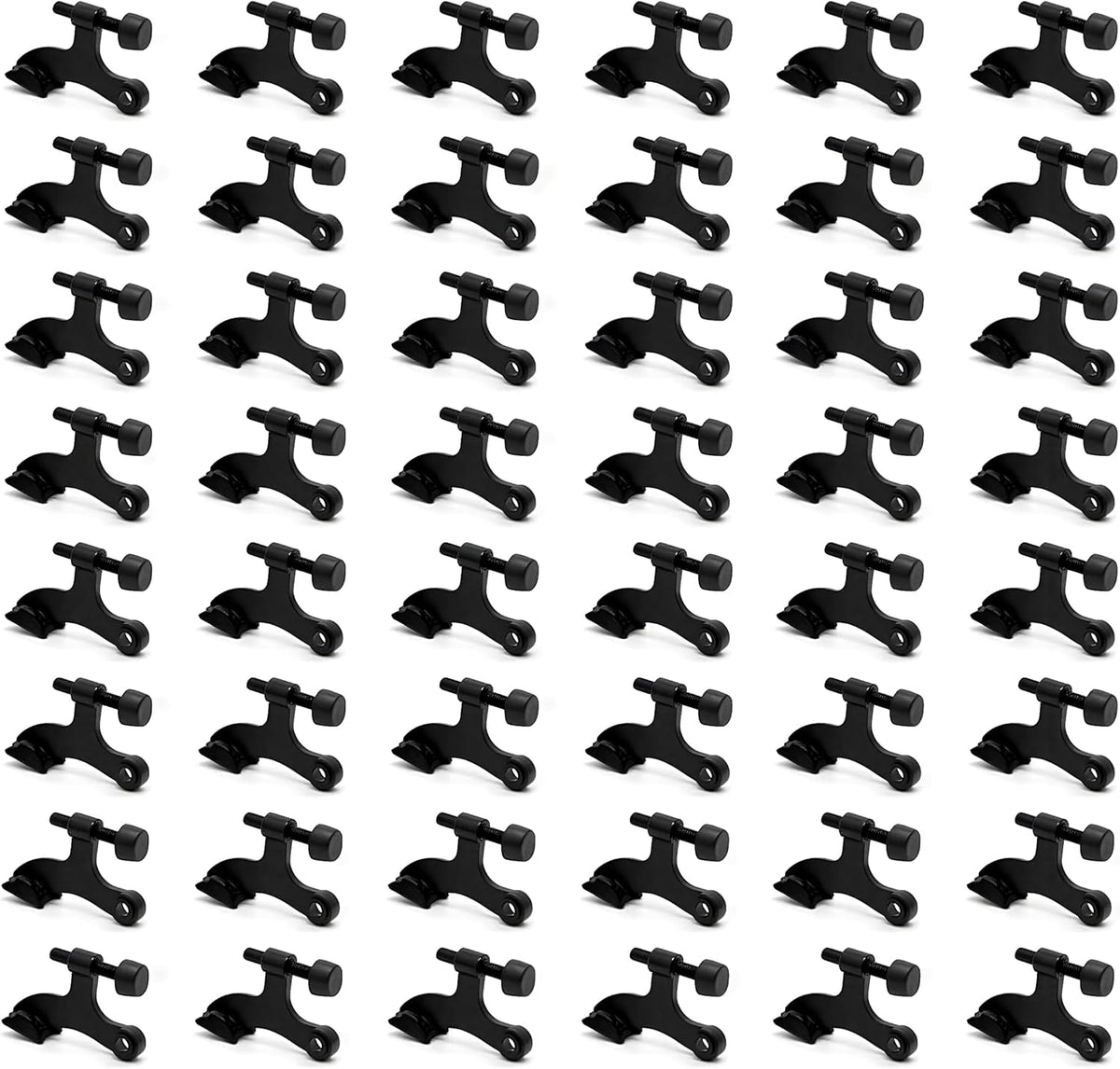 48Pack Hinge Pin Black Door Stopper, Adjustable Heavy Duty Hinge Pin Door Stop with Black Rubber