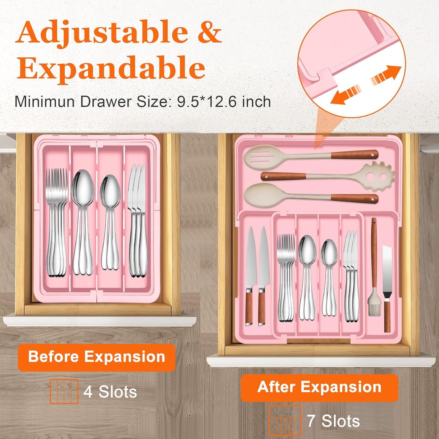Silverware Organizer Expandable Silverware Drawer Organizer Adjustable Drawer Organizer, Flatware