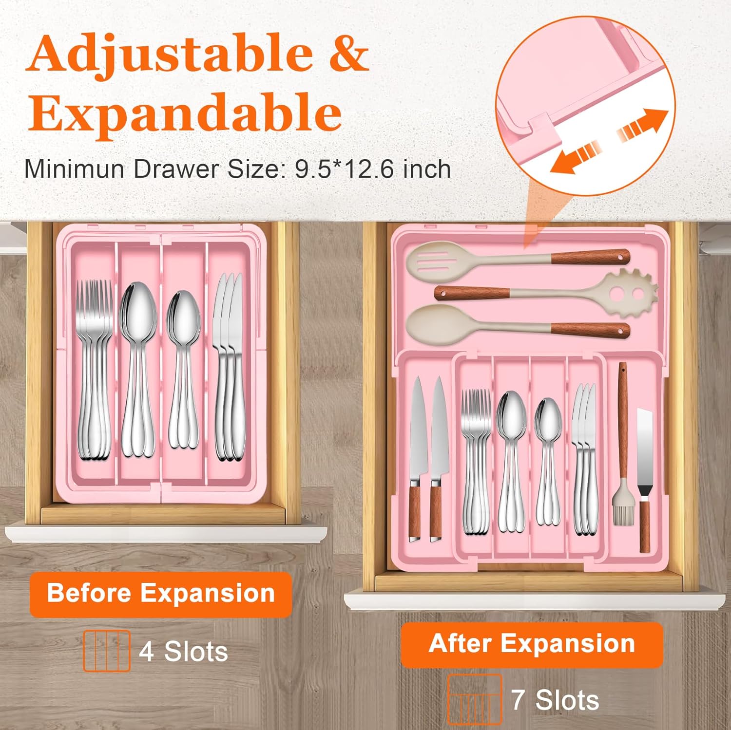 Silverware Organizer Expandable Silverware Drawer Organizer Adjustable Drawer Organizer, Flatware