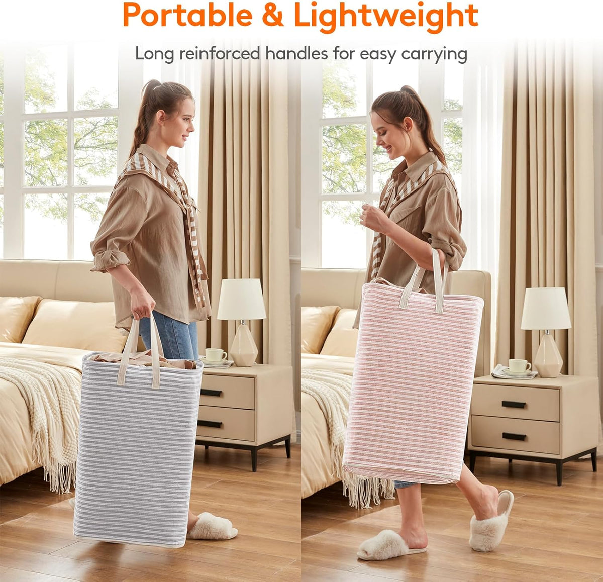 Lifewit 2 Pack Laundry Hamper Large Collapsible Laundry Basket, Freestanding Waterproof Cloth