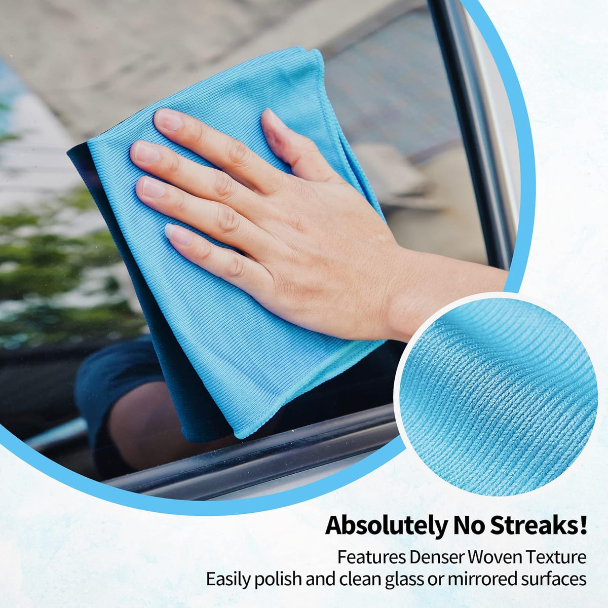 HOMERHYME Microfiber Glass Cleaning Cloth - 10 Pack Polishing Cloths, 16" x 14" Window Cleaning