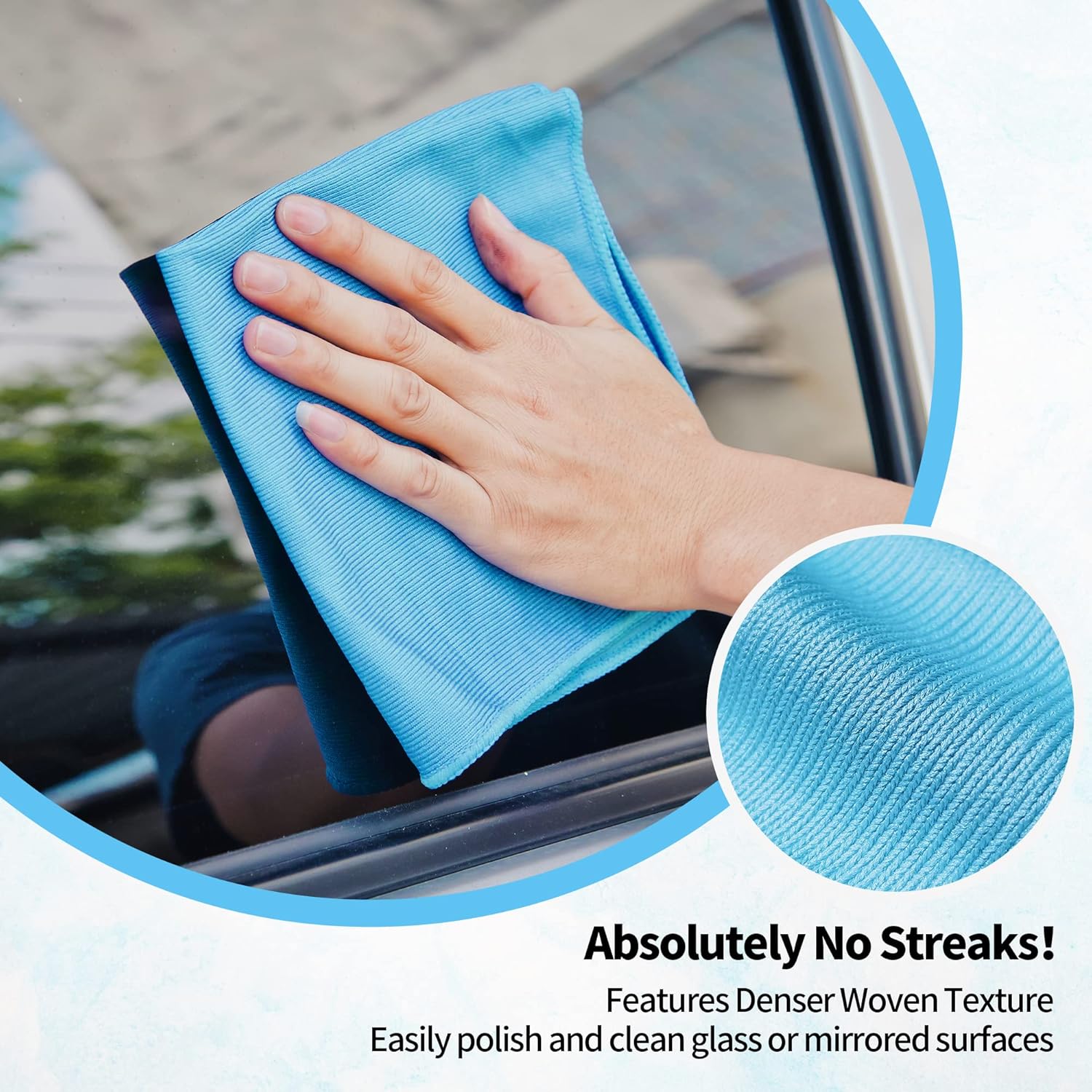 HOMERHYME Microfiber Glass Cleaning Cloth - 10 Pack Polishing Cloths, 16" x 14" Window Cleaning