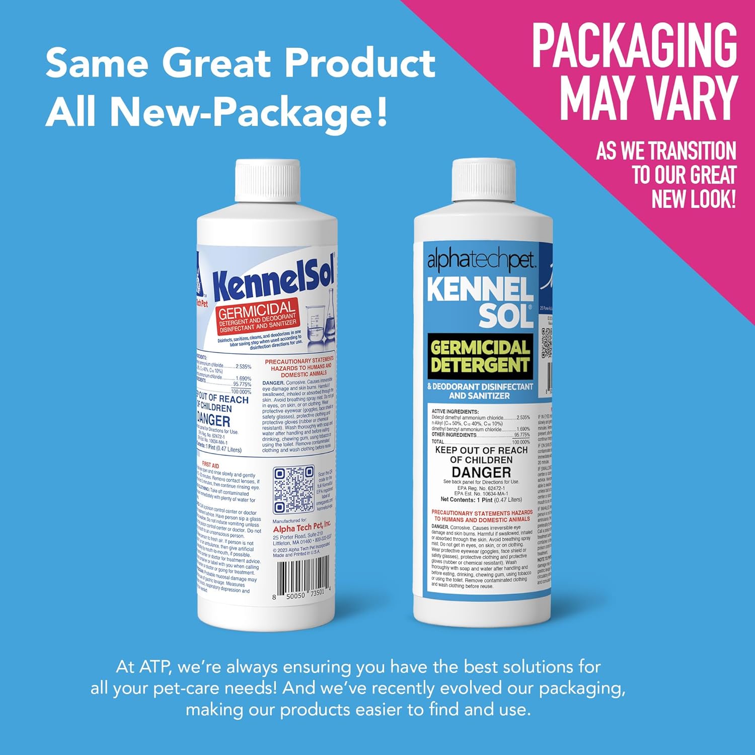 ATP KennelSol 1-Step Kennel Cleaner - 1 Pint Liquid Disinfectant, Effective Against Bacteria and