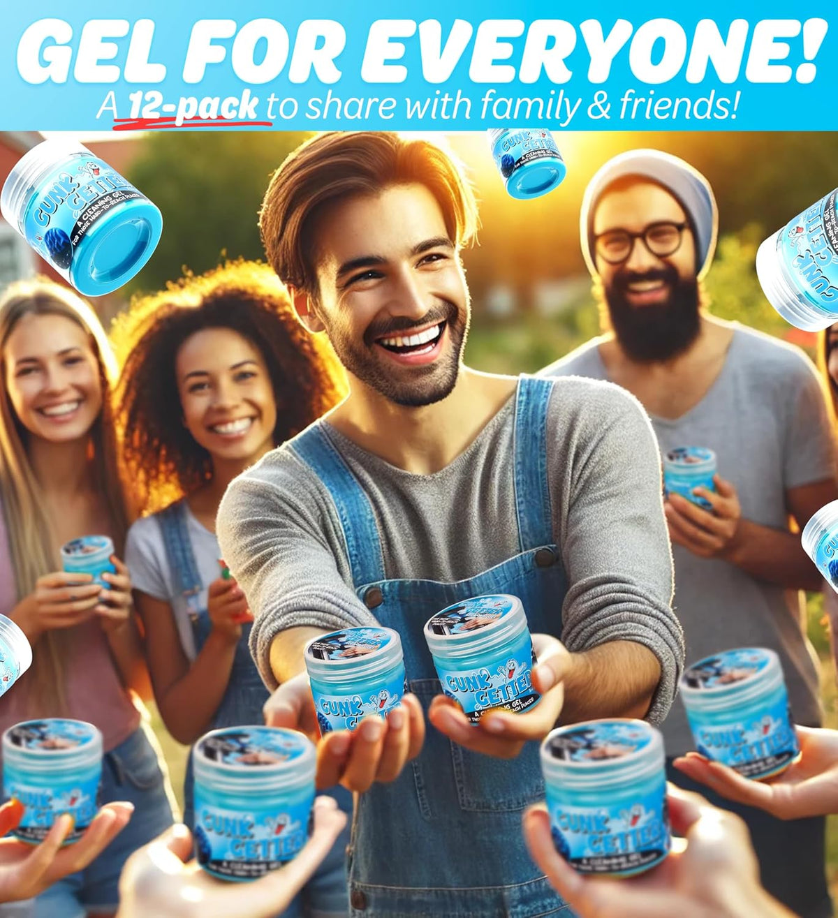 Gunk Getter 12 Pack Cleaning Gel for Those Hard to Reach Places, Automotive Cup Holder Electronic