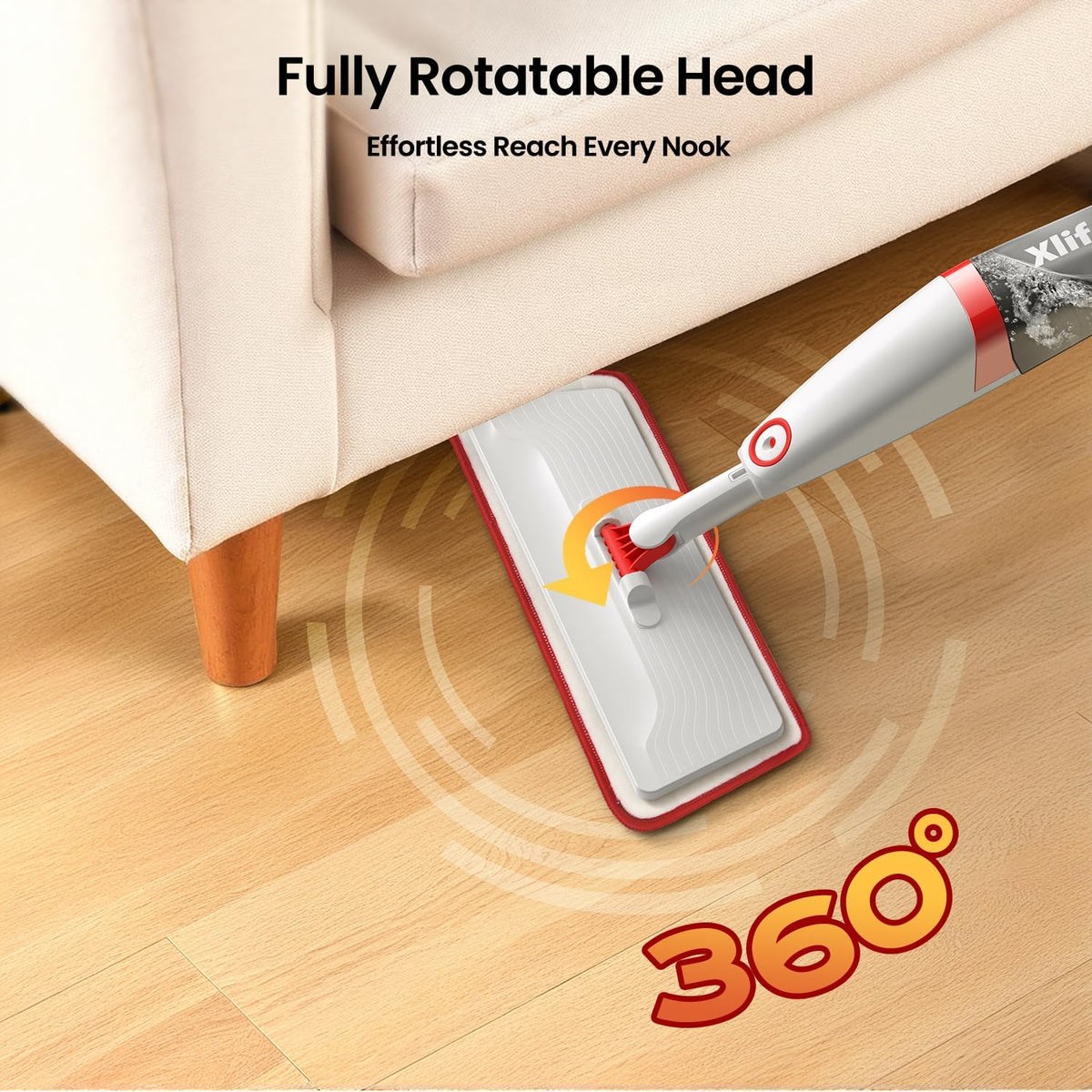 Spray Mops for Floor Cleaning with 3pcs Washable Pads, Xlife Wet Dry Mop for Kitchen Wood Hardwood